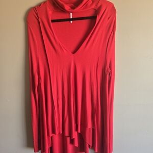 Free People Vibrant Red Tunic Top